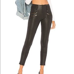 Hudson High Rise Moto Zip Jeans in Black Wax